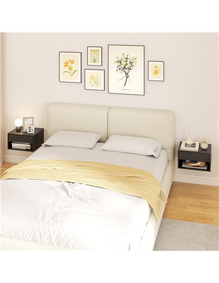 HOMCOM Floating Bedside Tables Set of 2, Wall Mounted Nightstand, Black - pic 193548 | FastDaddyshop