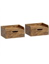 HOMCOM Floating Nightstands Set of 2, Wall Mounted Bedside Table with Drawer for Bedroom, Rustic Brown