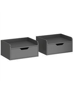 HOMCOM Floating Nightstands Set of 2, Wall Mounted Bedside Table with Drawer for Bedroom, Black