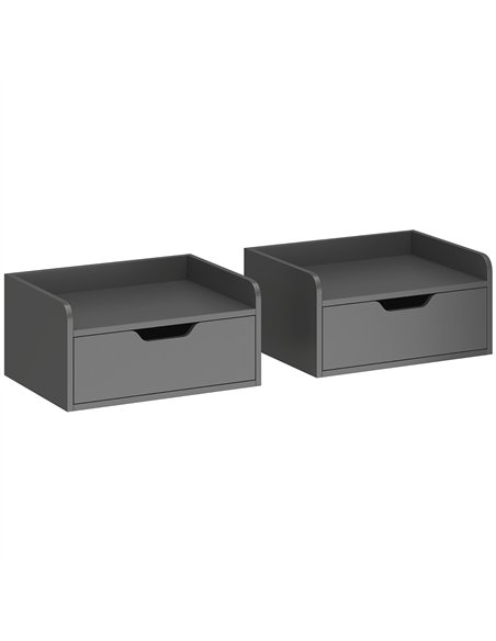 HOMCOM Floating Nightstands Set of 2, Wall Mounted Bedside Table with Drawer for Bedroom, Black - pic 193567 | FastDaddyshop