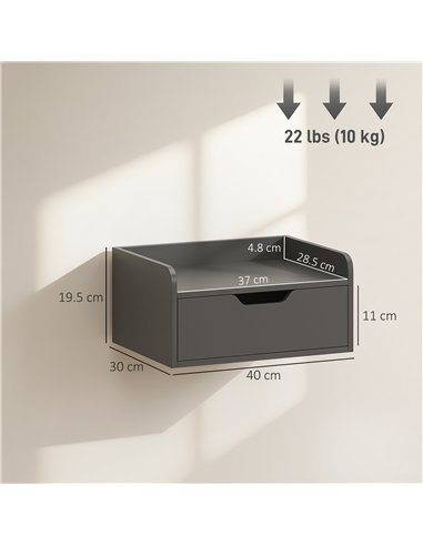 HOMCOM Floating Nightstands Set of 2, Wall Mounted Bedside Table with Drawer for Bedroom, Black