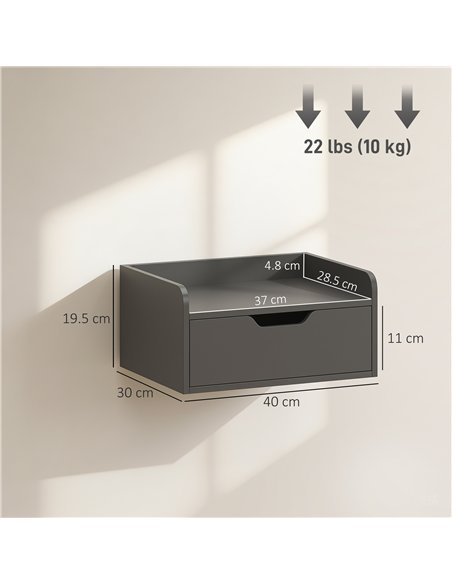 HOMCOM Floating Nightstands Set of 2, Wall Mounted Bedside Table with Drawer for Bedroom, Black - pic 193569 | FastDaddyshop