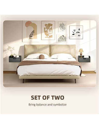 HOMCOM Floating Nightstands Set of 2, Wall Mounted Bedside Table with Drawer for Bedroom, Black