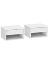 HOMCOM Set of Two Floating Bedside Tables - White