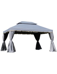 Outsunny 3x4m Gazebo, Garden Party Tent with Nets and Sidewalls, Grey