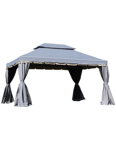 Outsunny 3x4m Gazebo, Garden Party Tent with Nets and Sidewalls, Grey - pic 19358 | FastDaddyshop