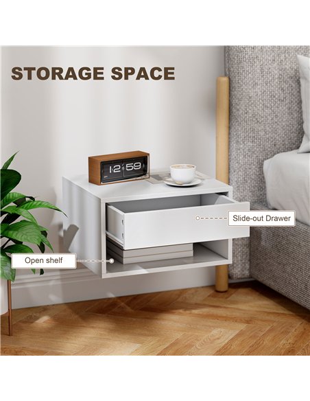 HOMCOM Set of Two Floating Bedside Tables - White - pic 193581 | FastDaddyshop