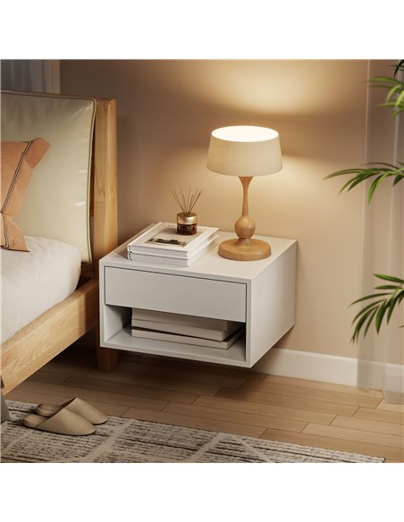 HOMCOM Set of Two Floating Bedside Tables - White - pic 193582 | FastDaddyshop