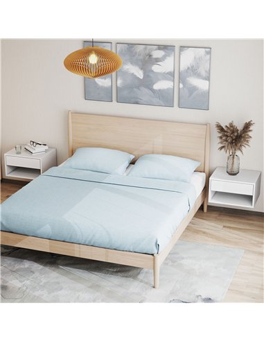 HOMCOM Set of Two Floating Bedside Tables - White