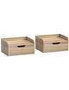 HOMCOM Floating Nightstands Set of 2, Wall Mounted Bedside Table with Drawer for Bedroom, Natural Wood