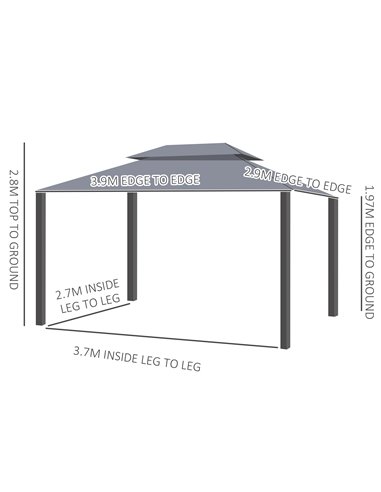 Outsunny 3x4m Gazebo, Garden Party Tent with Nets and Sidewalls, Grey