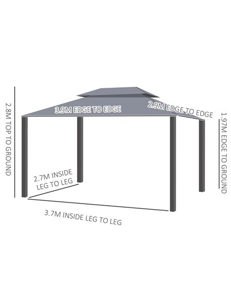 Outsunny 3x4m Gazebo, Garden Party Tent with Nets and Sidewalls, Grey - pic 19359 | FastDaddyshop