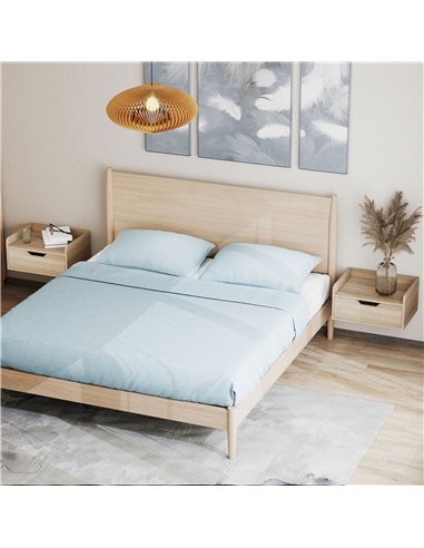 HOMCOM Floating Nightstands Set of 2, Wall Mounted Bedside Table with Drawer for Bedroom, Natural Wood