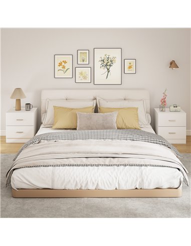 HOMCOM Set of 2 Modern Nightstands, Bedside Tables with 2 Storage Drawers, Accent End Table for Bedroom and Living Room, White