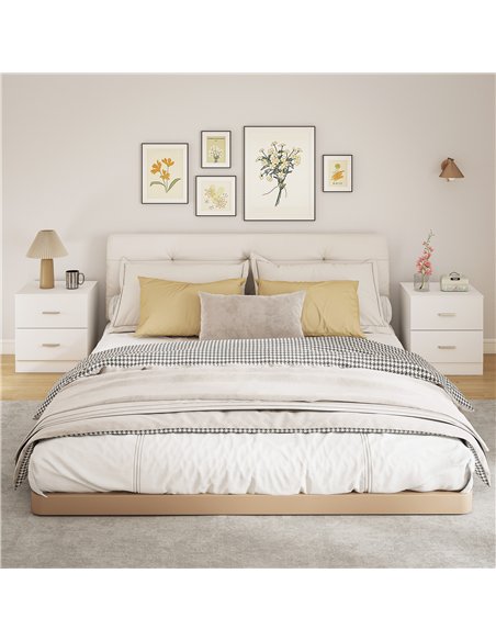 HOMCOM Set of 2 Modern Nightstands, Bedside Tables with 2 Storage Drawers, Accent End Table for Bedroom and Living Room, White - pic 193609 | FastDaddyshop
