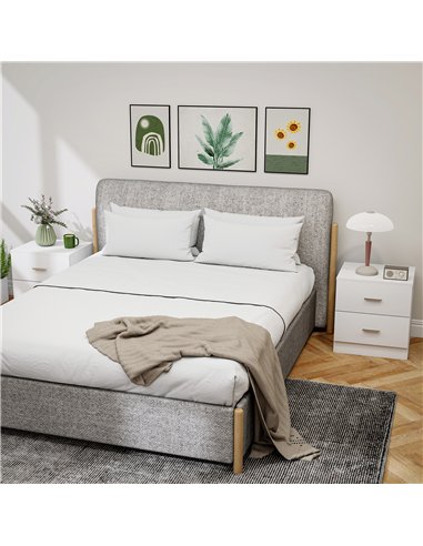 HOMCOM Set of 2 Modern Nightstands, Bedside Tables with 2 Storage Drawers, Accent End Table for Bedroom and Living Room, White
