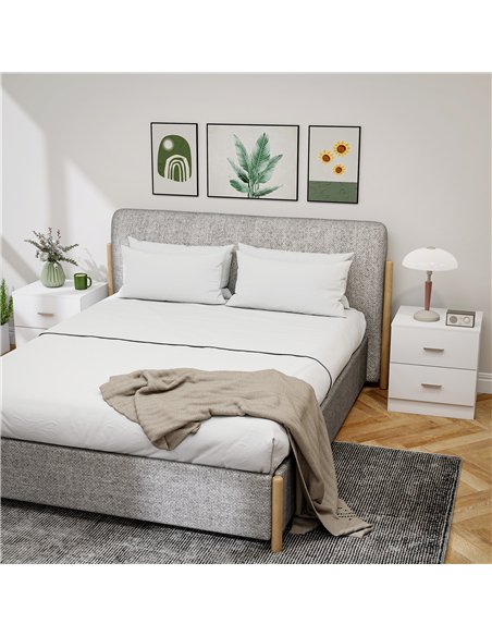 HOMCOM Set of 2 Modern Nightstands, Bedside Tables with 2 Storage Drawers, Accent End Table for Bedroom and Living Room, White - pic 193610 | FastDaddyshop