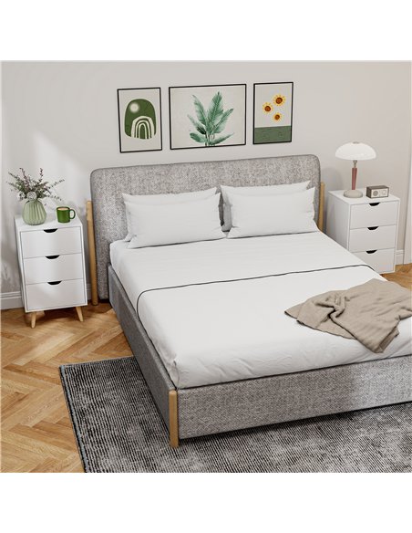 HOMCOM Set of 2 Bedside Tables, Modern Nightstand Side End Table with 3 Storage Drawers and Solid Pine Wood Legs for Bedroom Liv - pic 193613 | FastDaddyshop