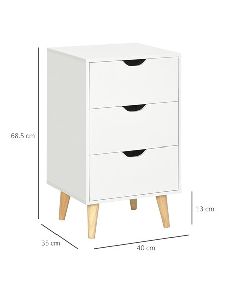 HOMCOM Set of 2 Bedside Tables, Modern Nightstand Side End Table with 3 Storage Drawers and Solid Pine Wood Legs for Bedroom Liv - pic 193614 | FastDaddyshop