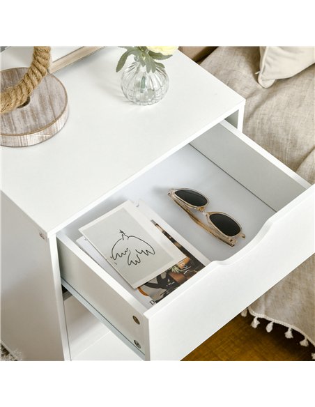 HOMCOM Set of 2 Bedside Tables, Modern Nightstand Side End Table with 3 Storage Drawers and Solid Pine Wood Legs for Bedroom Liv - pic 193620 | FastDaddyshop