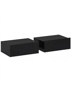 HOMCOM Floating Bedside Table Set of 2, Wall-Mounted Nightstand with Storage Drawer, Small Side End Table for Bedroom, Black