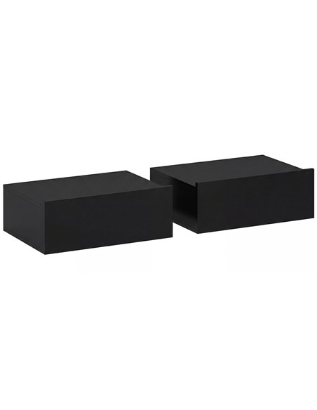 HOMCOM Floating Bedside Table Set of 2, Wall-Mounted Nightstand with Storage Drawer, Small Side End Table for Bedroom, Black - pic 193630 | FastDaddyshop