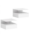 HOMCOM Set of Two Floating Bedside Tables - White