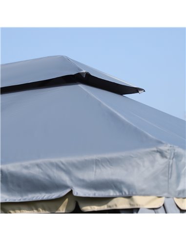 Outsunny 3 x 4m Aluminium Alloy Gazebo Marquee Canopy Pavilion Patio Garden Party Tent Shelter with Nets and Sidewalls - Grey