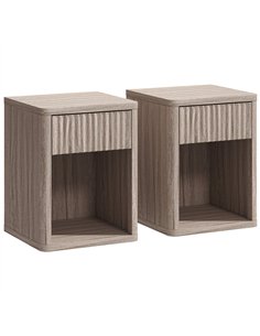 HOMCOM Modern Bedside Table Set of 2, Bedside Cabinet with Drawer and Open Shelf, Side End Table, Nightstand for Bedroom, Oak