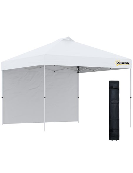 Outsunny 3x3M Pop Up Gazebo with 1 Sidewall, Roller Bag, White - pic 19366 | FastDaddyshop