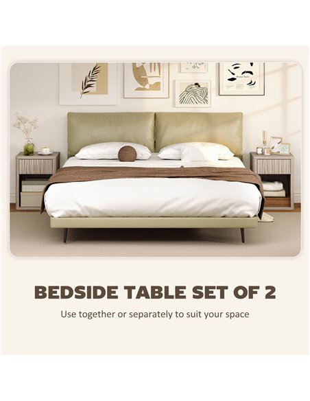 HOMCOM Modern Bedside Table Set of 2, Bedside Cabinet with Drawer and Open Shelf, Side End Table, Nightstand for Bedroom, Oak - pic 193661 | FastDaddyshop