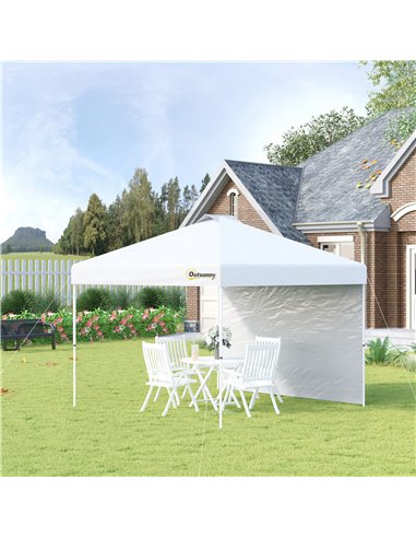 Outsunny 3x3M Pop Up Gazebo with 1 Sidewall, Roller Bag, White