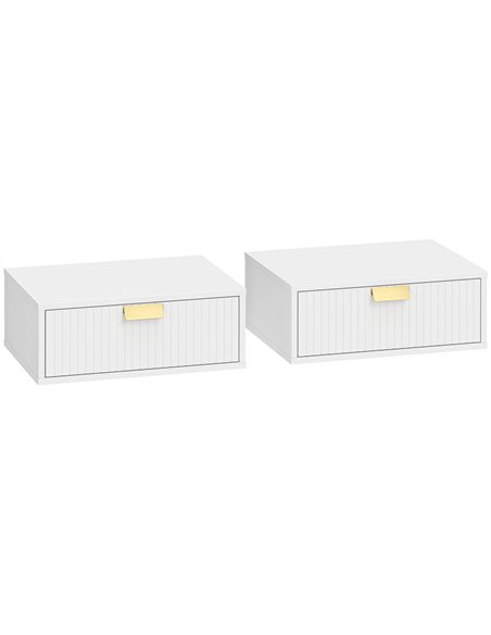 HOMCOM Modern Floating Nightstands Set of 2, Wall Mounted Bedside Tables with Wave Drawer White - pic 193675 | FastDaddyshop