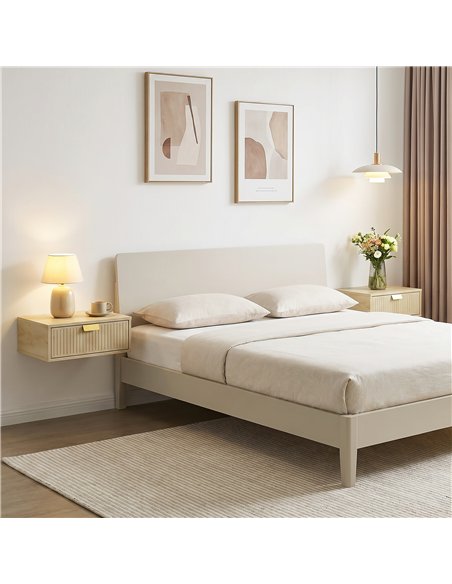 HOMCOM Modern Floating Nightstands Set of 2, Wall Mounted Bedside Tables with Wave Drawer Oak - pic 193692 | FastDaddyshop