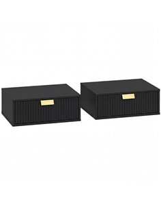 HOMCOM Modern Floating Nightstands Set of 2, Wall Mounted Bedside Tables with Wave Drawer Black