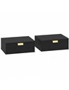 HOMCOM Modern Floating Nightstands Set of 2, Wall Mounted Bedside Tables with Wave Drawer Black