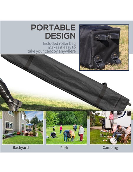 Outsunny 3x(3)M Pop Up Gazebo Tent with 1 Sidewall, Roller Bag, Adjustable Height, Event Shelter Tent for Garden, Patio, White - pic 19371 | FastDaddyshop