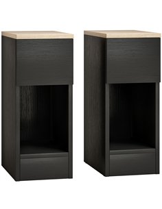 HOMCOM Set of Two Modern Storage Bedside Tables - Black