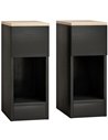 HOMCOM Set of Two Modern Storage Bedside Tables - Black