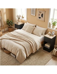 HOMCOM Set of Two Modern Storage Bedside Tables - Black 2