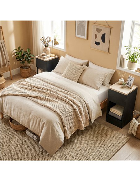 HOMCOM Set of Two Modern Storage Bedside Tables - Black - pic 193739 | FastDaddyshop