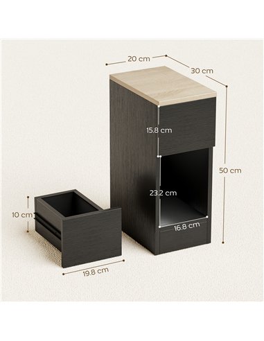 HOMCOM Set of Two Modern Storage Bedside Tables - Black