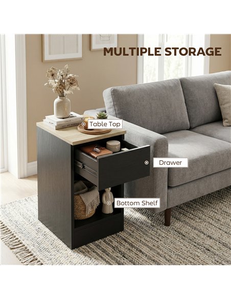HOMCOM Set of Two Modern Storage Bedside Tables - Black - pic 193741 | FastDaddyshop
