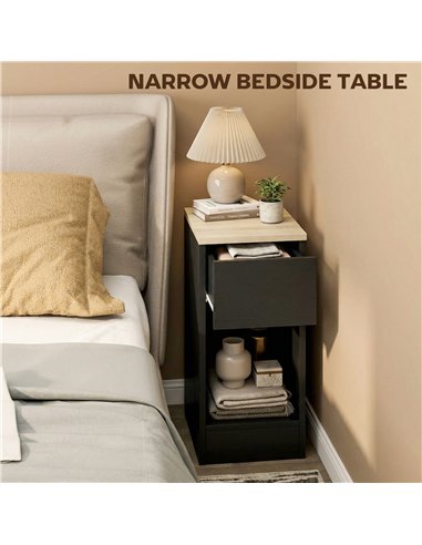 HOMCOM Set of Two Modern Storage Bedside Tables - Black