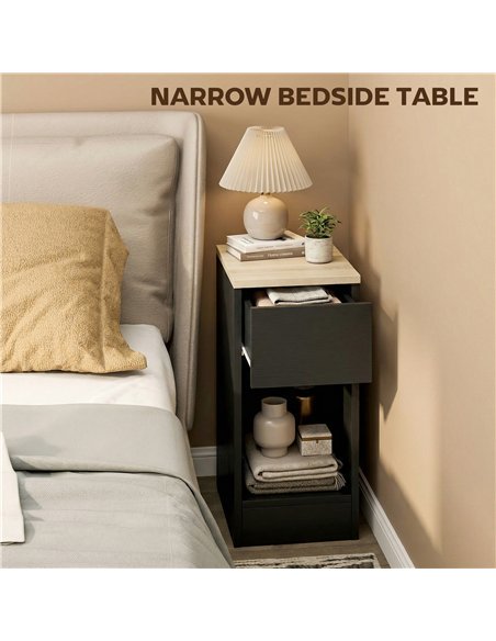 HOMCOM Set of Two Modern Storage Bedside Tables - Black - pic 193742 | FastDaddyshop