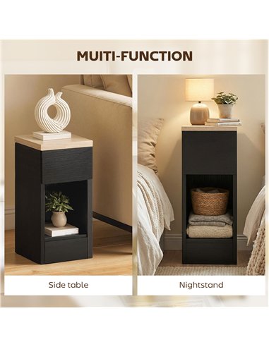 HOMCOM Set of Two Modern Storage Bedside Tables - Black