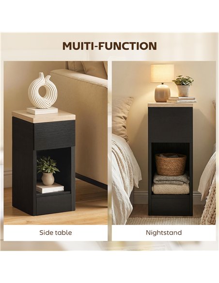 HOMCOM Set of Two Modern Storage Bedside Tables - Black - pic 193743 | FastDaddyshop