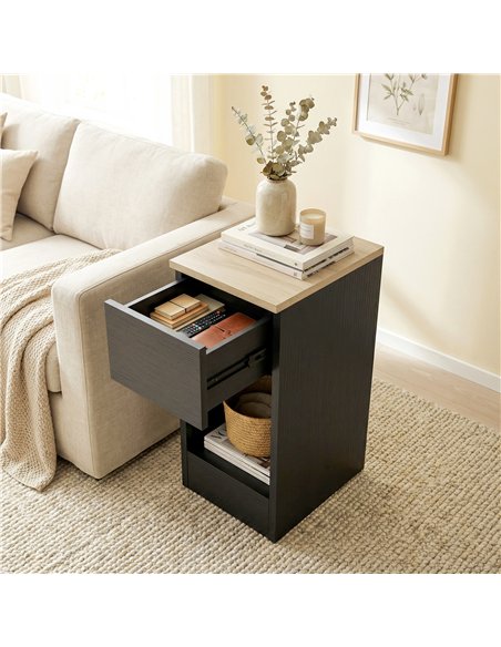 HOMCOM Set of Two Modern Storage Bedside Tables - Black - pic 193746 | FastDaddyshop