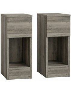 HOMCOM Set of Two Modern Storage Bedside Tables - Grey