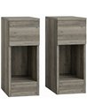 HOMCOM Set of Two Modern Storage Bedside Tables - Grey